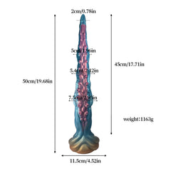 Amédée - Gode Fantaisie Tentacule Géant Bleu à Ventouses Roses - 50 cm