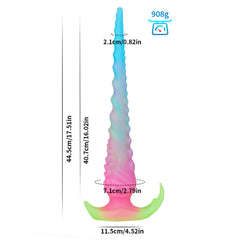 Célestin - Gode Fantaisie Tentacule XXL Arc-en-Ciel à Base en T - 44,5 cm