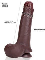 Clément - Gode Réaliste Épais Noir à Peau Coulissante - 23 cm