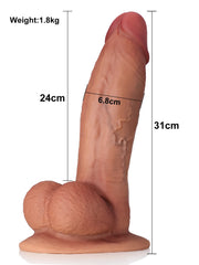 Enzo - Gode Réaliste XXL Brun Courbé pour un Vrai Défi - 31 cm