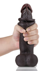 Étienne - Gode Réaliste Noir à Tête Courbée et Peau Coulissante - 23 cm
