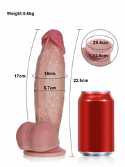 Gaspard - Gode Réaliste Épais et Veiné à Ventouse - 22,5 cm