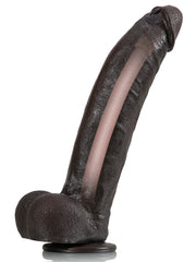 Idriss - Gode Réaliste XXL Noir Long et Cintrable - 30,5 cm