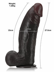 Karim - Gros Gode Réaliste Noir Extra-Épais et Courbé - 27,5 cm