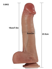 Loïc - Gode Vibrant Chauffant Réaliste Brun - 23,5 cm