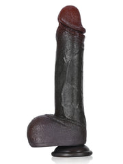 Aubin  Gode Réaliste Noir Droit à Peau Plissée - 24 cm
