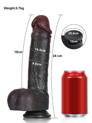 Aubin  Gode Réaliste Noir Droit à Peau Plissée - 24 cm