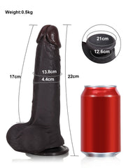 Cyprien - Gode Réaliste Fin Noir à Peau Mobile - 22 cm