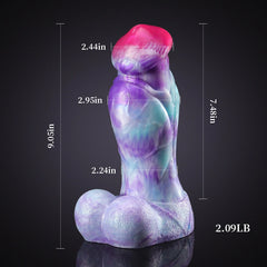 Émeric - Gode Fantaisie Bête XXL Corail et Violet - 23 cm