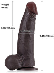 Étienne - Gode Réaliste Noir à Tête Courbée et Peau Coulissante - 23 cm