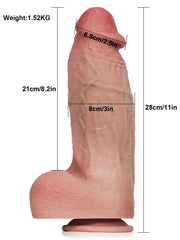 Gabin - Gode Réaliste Extra-Épais et Arrondi à Ventouse, L ou XL - 27 cm