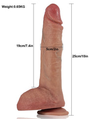 Julien - Gode Vibrant Réaliste Brun Chauffant et Télescopique - 25 cm