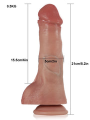 Kylian - Gode Télescopique Réaliste Brun Chauffant et Télécommandé - 21 cm