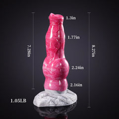 Léonard - Gode Fantaisie Chien à Nœud XXL Rose - 21 cm