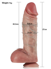 Sébastien - Gode Télescopique Réaliste Épais Chauffant et Télécommandé - 26,5 cm