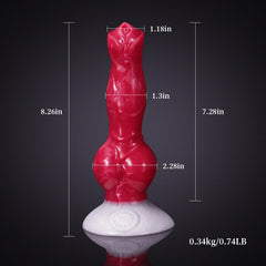Séraphin - Gode Fantaisie Chien Rouge à Nœud Renflé - 21 cm