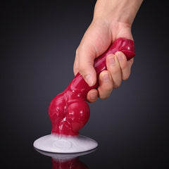 Séraphin - Gode Fantaisie Chien Rouge à Nœud Renflé - 21 cm