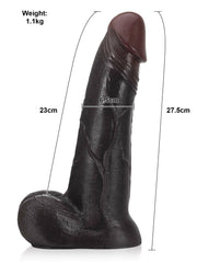 Sofiane - Gros Gode Réaliste XL Noir à Prépuce Rétractable - 27,5 cm