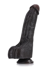 Vincent - Gode Réaliste Noir Cintrable à Noyau Métallique et Crête Urétrale - 24 cm