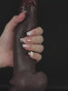 Clément - Gode Réaliste Épais Noir à Peau Coulissante - 23 cm